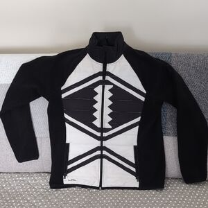 L-RL Lauren Active, Ralph Lauren Women's Black/White Aztec-Navajo Jacket ,L.